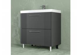 Тумба Альба 80 напольная 2 ящика Слим 80 антрацит
