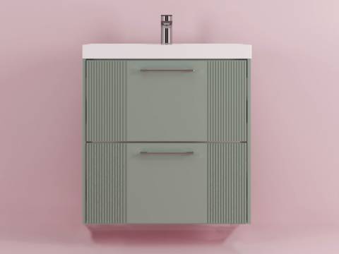 Тумба Альба 60 подвесная 2 ящика раковина Океан 60 мята