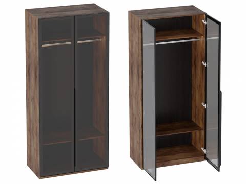 Шкаф двухстворчатый Браун со стеклянными дверями со светильником