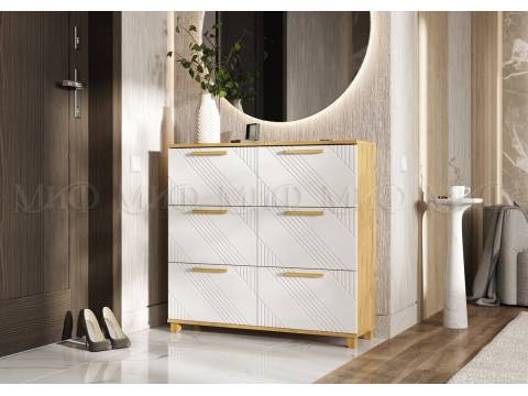 Обувница (1000) Ирис Браш Вайт, Дуб Крафт