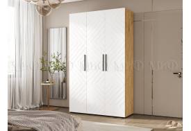 Шкаф трехстворчатый (1350) Флэш Браш Вайт, Дуб Крафт