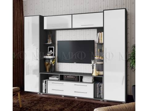Гостиная Гармония Белый Глянец, графит