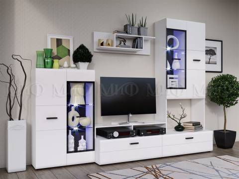 Гостиная Нэнси NEW Вариант №3 Белый глянец холодный