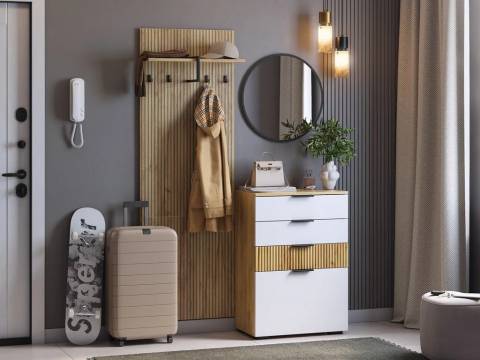 Прихожая Мебельсон К3 дуб крафт золотой/белое дерево