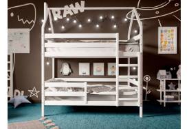 Двухъярусная кровать-домик белый 80х160 см