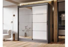 Шкаф-купе Гранд-1 2000 Графит-двери Зеркало-Лакобель белый