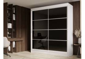 Шкаф-купе Гранд-1 2000 Белый гладкий-двери Лакобель черный