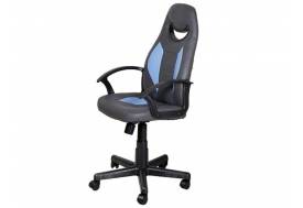 Кресло офисное Дюна кожзаменитель серый/голубой