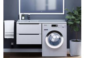 Тумба под стиральную машину Uperwood Tanos 60 см подвесная левая белый/графит