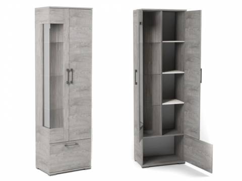 Пенал Д-3п со стеклом правый Денвер Риббек серый