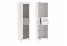 Пенал со стеклом узкий Сиде Белый