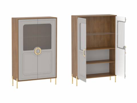 Пенал низкий со стеклом Палермо Дуб Каселла коричневый