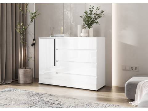 Комод 1 дверь 4 ящика Норд (1200) Белый/Белый