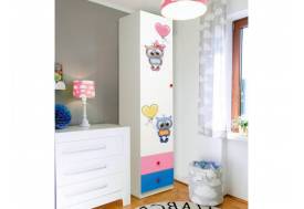 Шкаф однодверный с ящиками и фотопечатью Совята 1.1