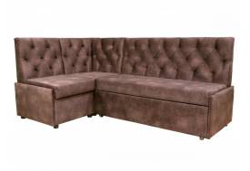 Угловой диван Призма каретная стяжка коричневый